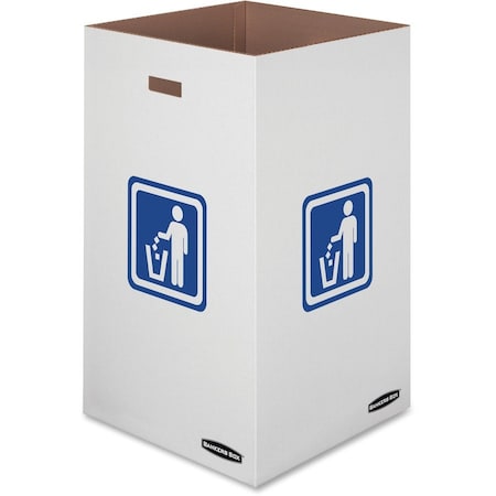 Bankers Box 42 gal Square Cardboard Disposable Can, White, 18.4 in, 10 PK FEL7320101